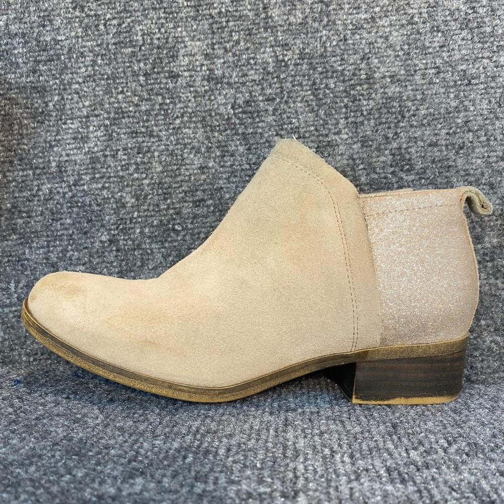 Toms Womens Tan Gold Deia Glitter Heel Zip Up Ankle Bootie Shoes 5.5 - Picture 1 of 7
